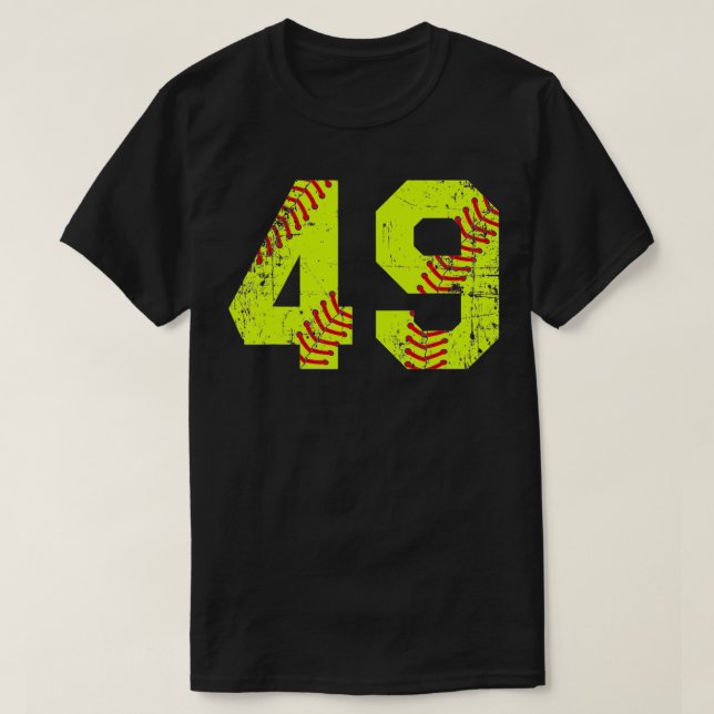 Vintage Softball 49 Jersey Number  T-Shirt (Design Front)