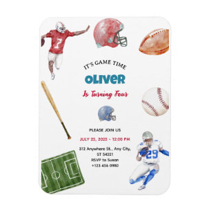 Vintage Softball Baseball Birthday Invitation Magnet