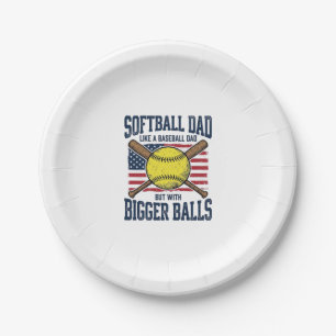 Vintage Softball Dad Bigger Balls Shirt Design_1 Paper Plate