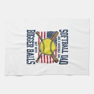 Vintage Softball Dad Bigger Balls Shirt Design_1 Tea Towel