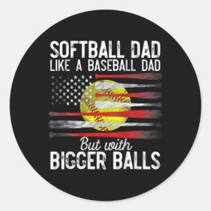 Vintage Softball Dad Like A Baseball Dad Us Flag F Classic Round Sticker