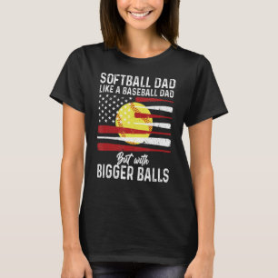 Vintage Softball Dad Like A Baseball Dad US Flag F T-Shirt