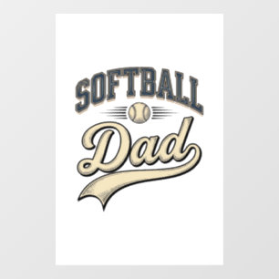 Vintage Softball Dad Sports Father Shirt Design (2 Window Cling