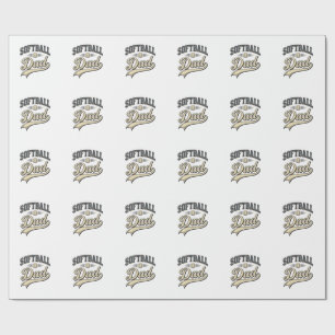 Vintage Softball Dad Sports Father Shirt Design (2 Wrapping Paper