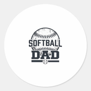 Vintage Softball Dad Vector T-Shirt Design_1 Classic Round Sticker
