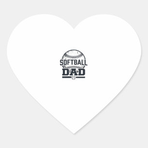 Vintage Softball Dad Vector T-Shirt Design_1 Heart Sticker