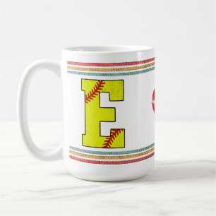 Vintage Softball Letter E Retro Birthday Athlete Coffee Mug