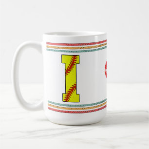 Vintage Softball Letter I Retro Birthday Athlete Coffee Mug