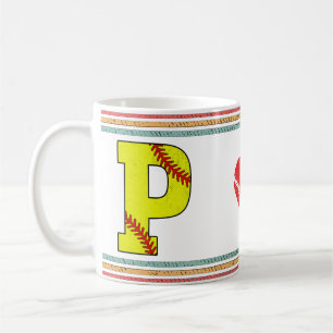 Vintage Softball Letter P Retro Birthday Athlete Coffee Mug