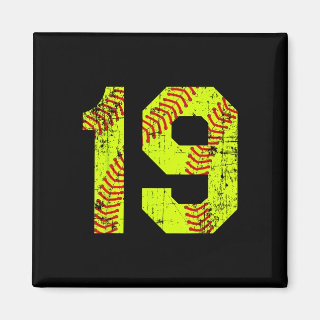 Vintage Softll 19 Jersey Number  Magnet (Front)