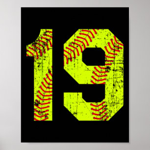Vintage Softll 19 Jersey Number Poster
