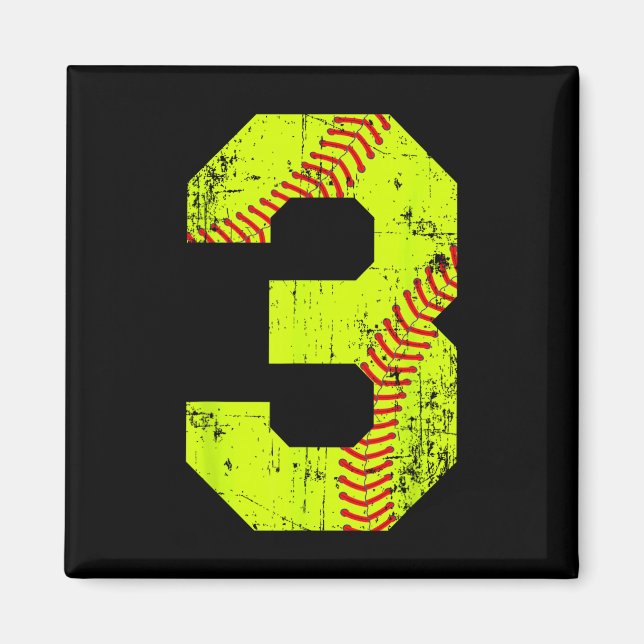 Vintage Softll 3 Jersey Number  Magnet (Front)