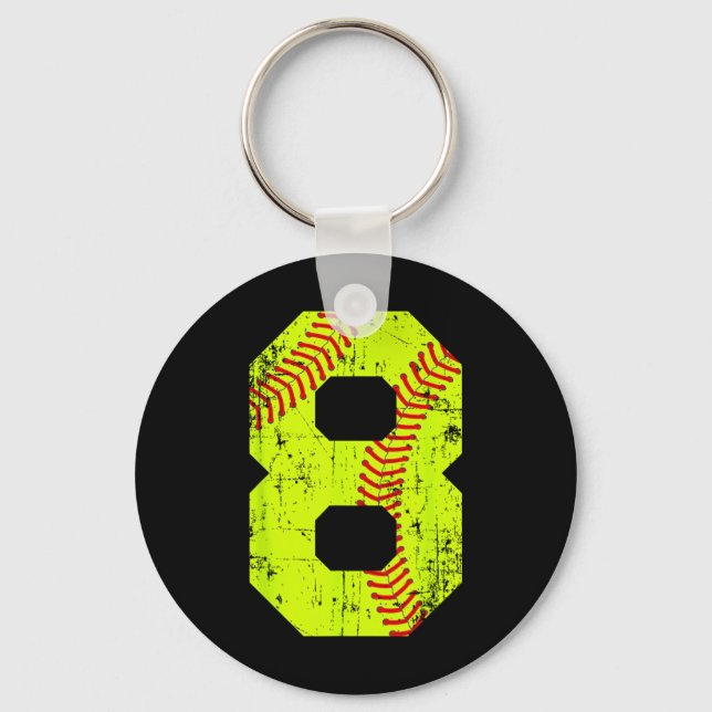 Vintage Softll 8 Jersey Number  Key Ring (Front)