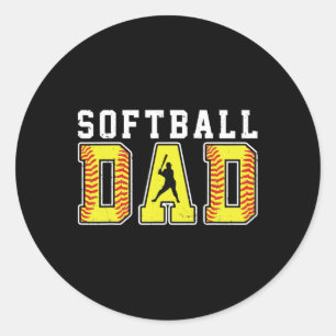Vintage Softll Dad Retro Softll Daddy Game Day Fam Classic Round Sticker