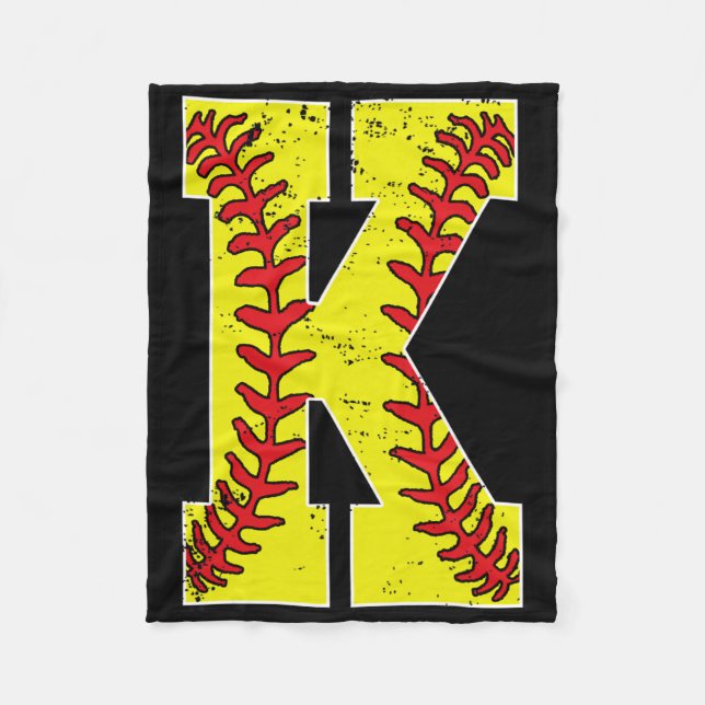 Vintage Softll Initial Letter K  Fleece Blanket (Front)