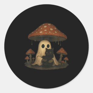 Vintage Soky Halloween Cottagecore Ghost And Black Classic Round Sticker