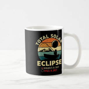 Vintage Solar Eclipse 2024 Totality Fishing April Coffee Mug