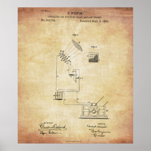 Vintage Solar Power Device Patent Poster