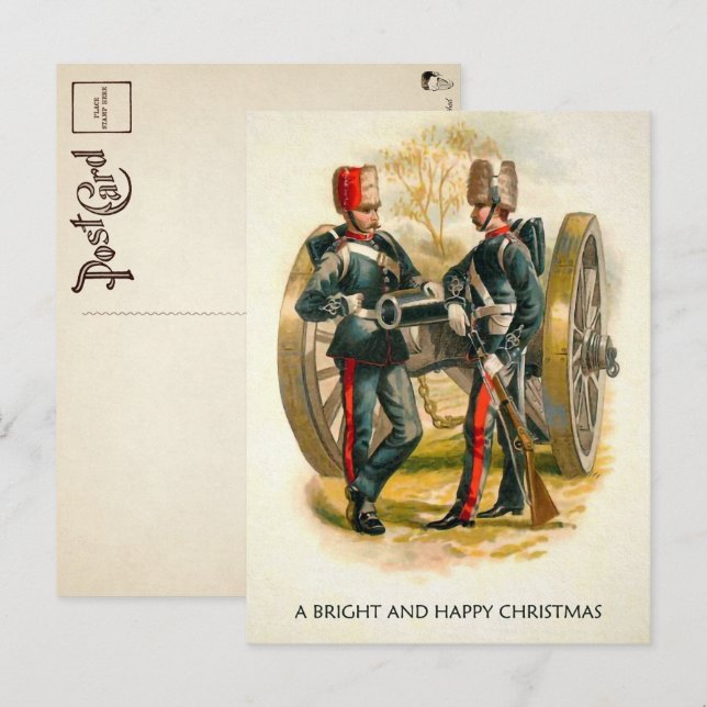 Vintage Soldiers Christmas Postcard  (Front/Back)
