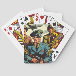 Vintage Soldiers Military Comics Playing Cards
