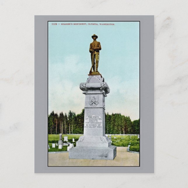 Vintage Soldier's Monument Olympia WA Postcard (Front)