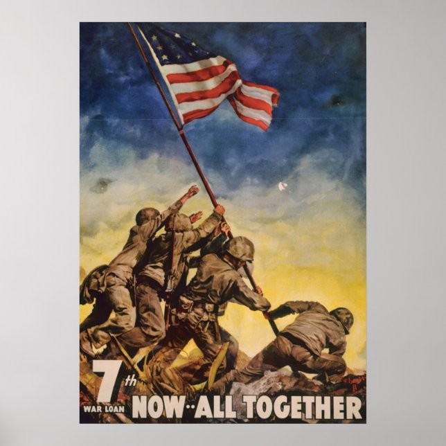 Vintage Soldiers Planting Flag War Poster (Front)