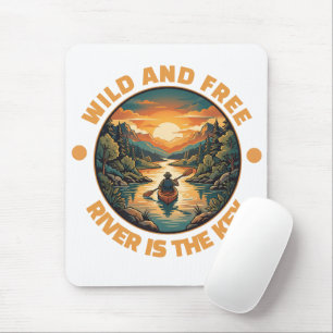 Vintage Solo Kayaking Adventure Wild and Free Mouse Mat