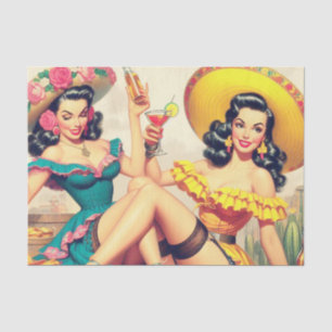 Vintage Sombrero Girls Tissue Paper