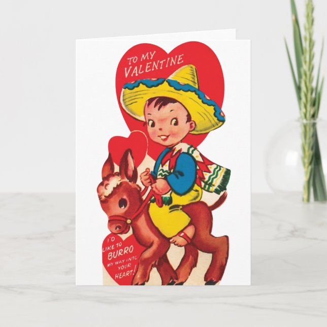 Vintage Sombrero Valentine's Day Card (Front)