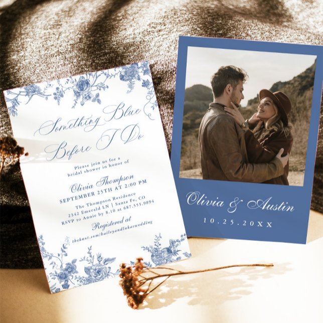 Vintage Something Blue Before I Do Bridal Shower Invitation (Creator Uploaded)