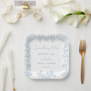 Vintage Something Blue Before I Do Bridal Shower Paper Plate