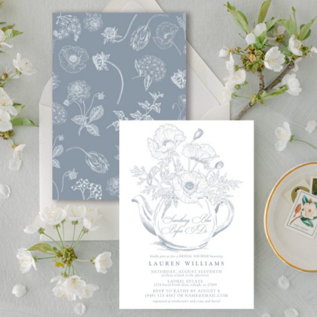 Vintage Something Blue Bridal Tea Bridal Shower Invitation (Creator Uploaded)