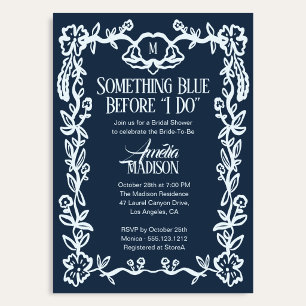 Vintage Something Blue Floral Bridal Shower Invitation