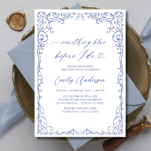 Vintage Something Blue Frame Elegant Bridal Shower Invitation