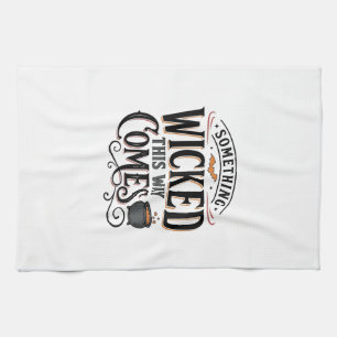 Vintage Something Wicked Halloween Shirt Design_1 Tea Towel