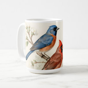 Vintage Songbird Blossom Branch Illustration Coffee Mug