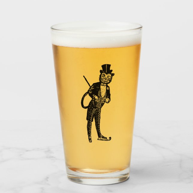 Vintage Sophisticated Opera Cat  Glass (Front Filled)