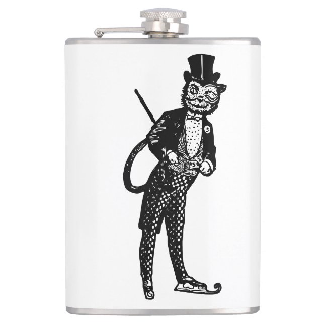 Vintage Sophisticated Opera Cat  Hip Flask (Front)