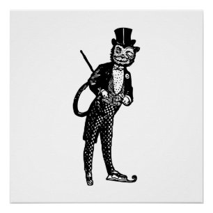 Vintage Sophisticated Opera Cat  Poster