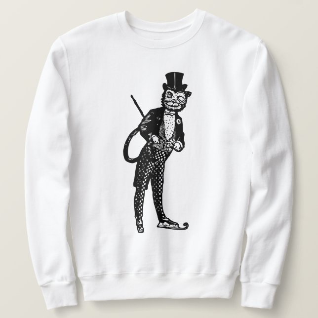 Vintage Sophisticated Opera Cat  Sweatshirt (Design Front)
