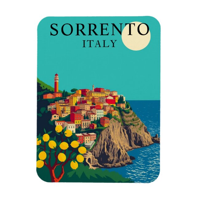 Vintage Sorrento Italy Lemons Travel Souvenir Magnet (Vertical)