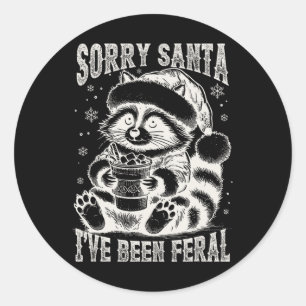 Vintage Sorry Santa I've Been Feral Racoon Christ Classic Round Sticker
