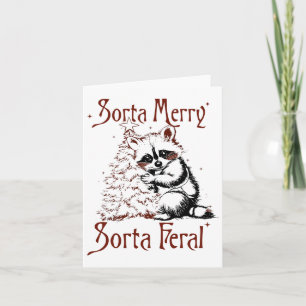 Vintage Sorta Merry Sorta Feral Racoon Lover Chri Card