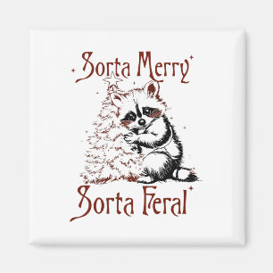 Vintage Sorta Merry Sorta Feral Racoon Lover Chri Magnet