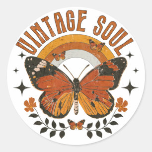 Vintage Soul Butterfly Classic Round Sticker