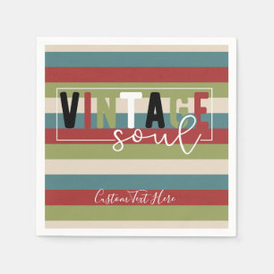Vintage Soul Quote Retro Colour Pattern Personalis Napkin