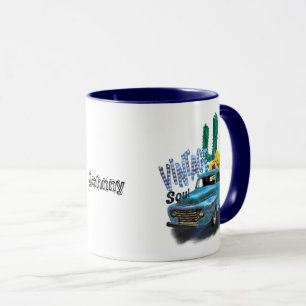 Vintage Soul Truck, Cactus Sunflowers Editable Mug