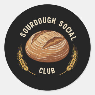 Vintage Sourdough Social Club Artisan Bread Bake Classic Round Sticker