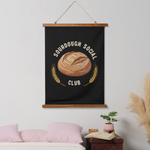 Vintage Sourdough Social Club Artisan Bread Bake Hanging Tapestry