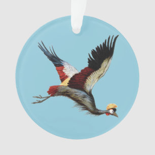 Vintage South African Crowned Crane Flying Art Ornament